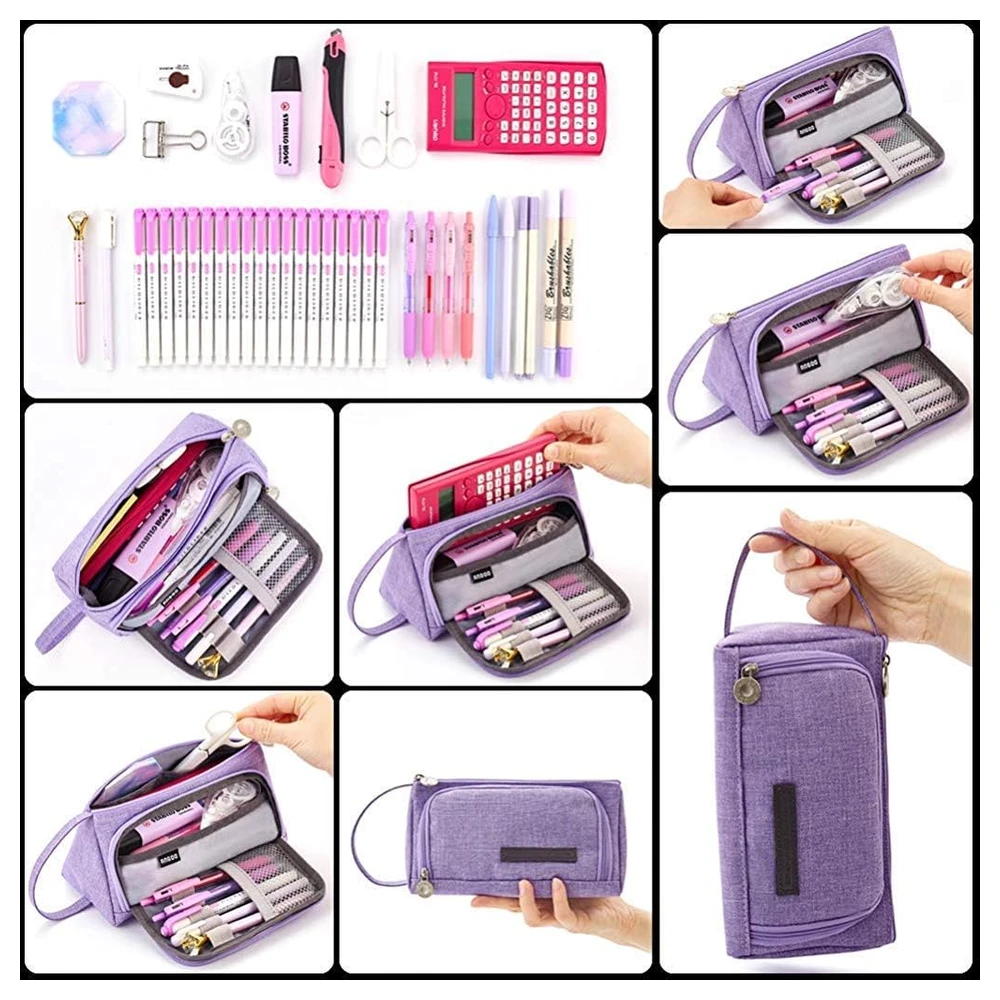 B07QJY95JF_2.webp EASTHILL - ESTUCHE PARA LÁPICES DE GRAN CAPACIDAD ESCOLAR, OFICINA Y COLEGIAL PARA NIÑOS Y ADULTOS - MORADO