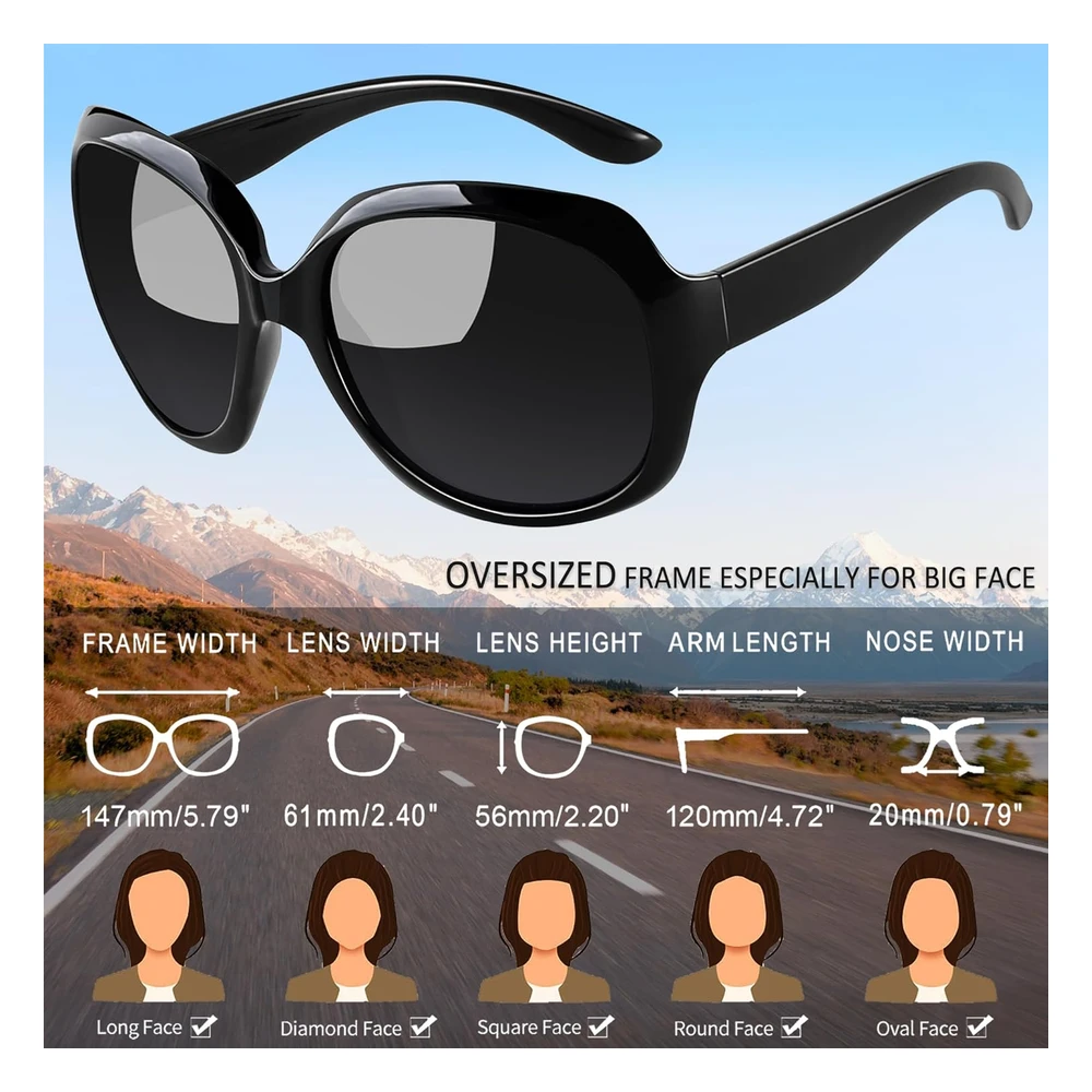 B07RBV936R_3.webp Joopin Lentes de Sol Polarizados Para Mujer, de Gran Tamaño, de Gran Tamaño,Para Conducir,Con Protección Uv,Lentes de Sol Grandes