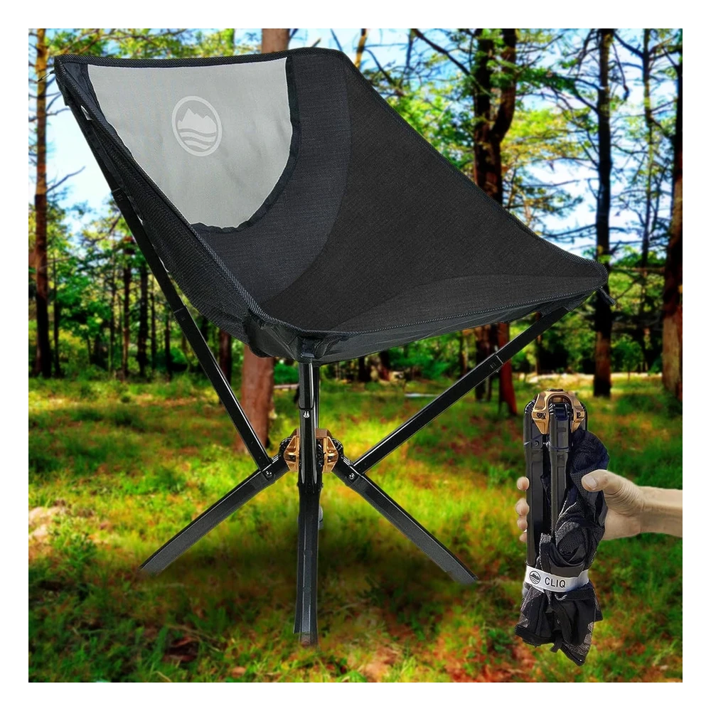 Cliq - Silla Portátil de Campamento, Compacta, Se Instala En 5 Segundos, Soporta 300 Libras, Aluminio de Grado Aeronáutico