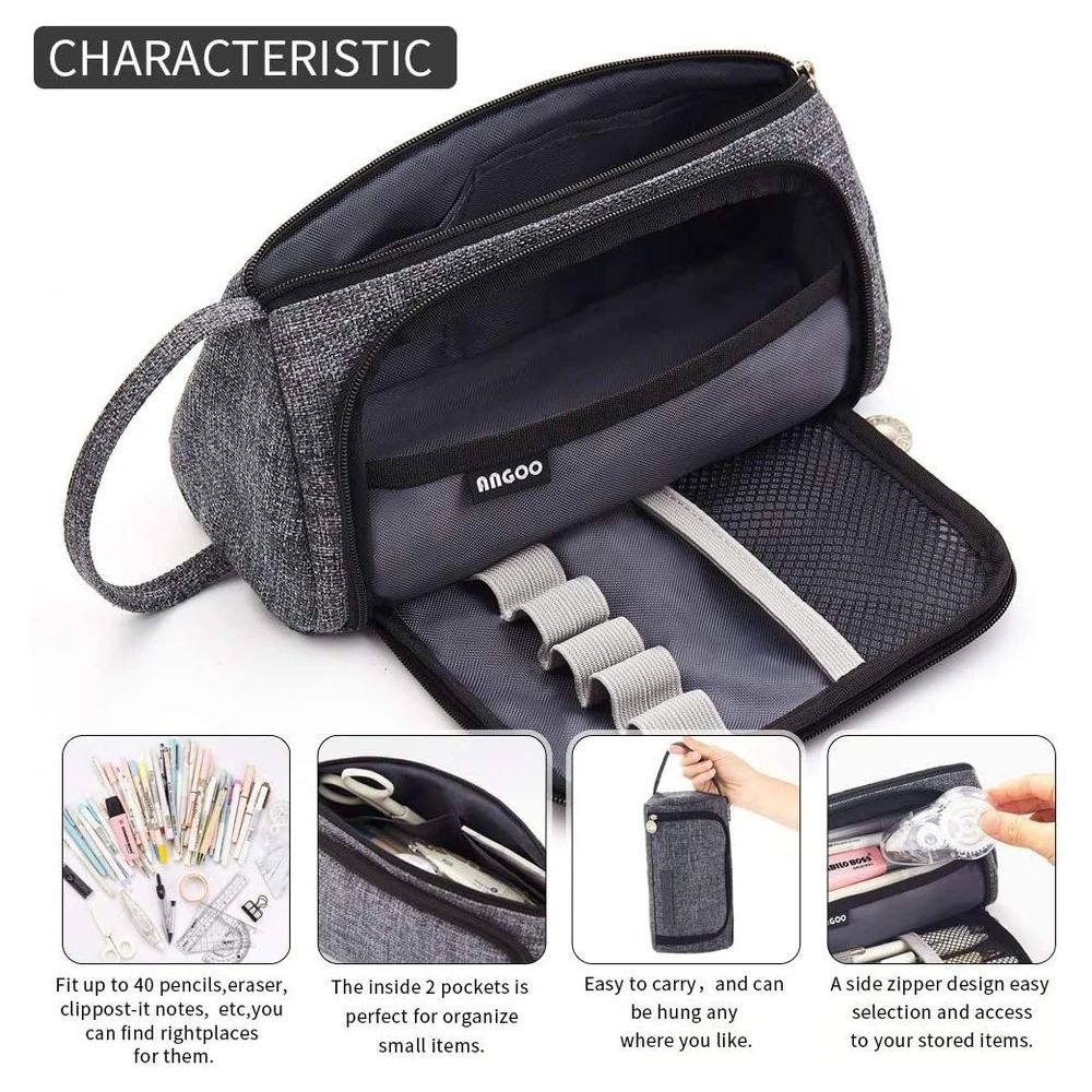 B07X2D6JJ1_1.webp EASTHILL - ESTUCHE PARA LÁPICES DE GRAN CAPACIDAD ESCOLAR, OFICINA Y COLEGIAL PARA NIÑOS Y ADULTOS - NEGRO