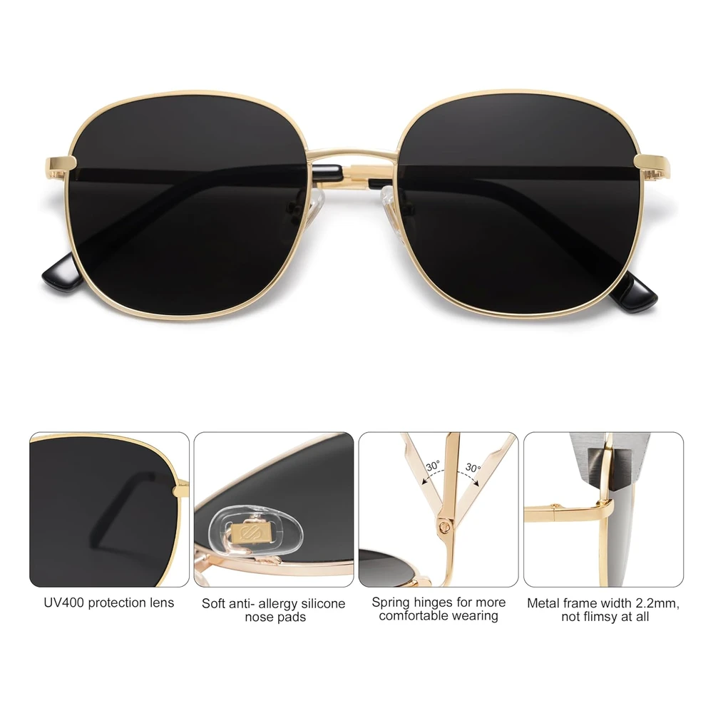 Sojos - Lentes de Sol Clásicos Cuadrados Para Mujer Y Hombre con Bisagra de Resorte Sj1137