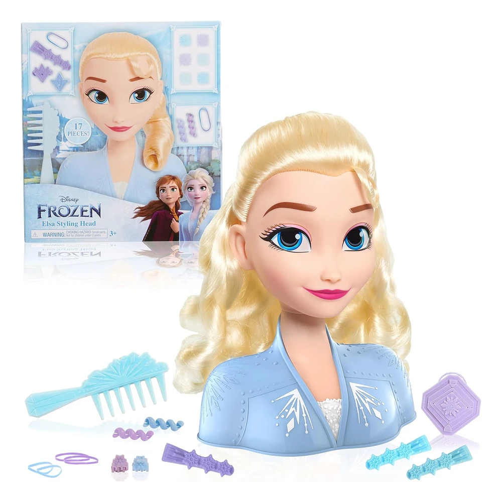 CABEZAL DE PEINADO ELSA DISNEY JUST PLAY 2 CON 18 PIEZAS Y ACCESORIOS RUBIO