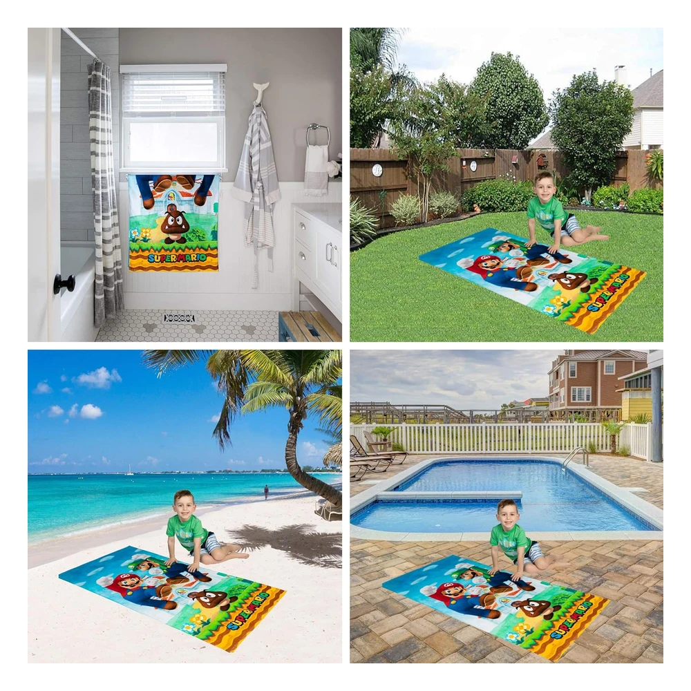 B08527BMVF_4.webp Franco - Toalla Infantil de Baño, Piscina, Playa, de Algodón Supersuave, 58 x 28 Pulgadas, Super Mario "Official Nintendo"