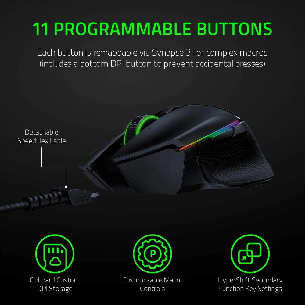 MOUSE GAMER INALÁMBRICO BASILISK X HYPERSPEED RAZER | NEGRO