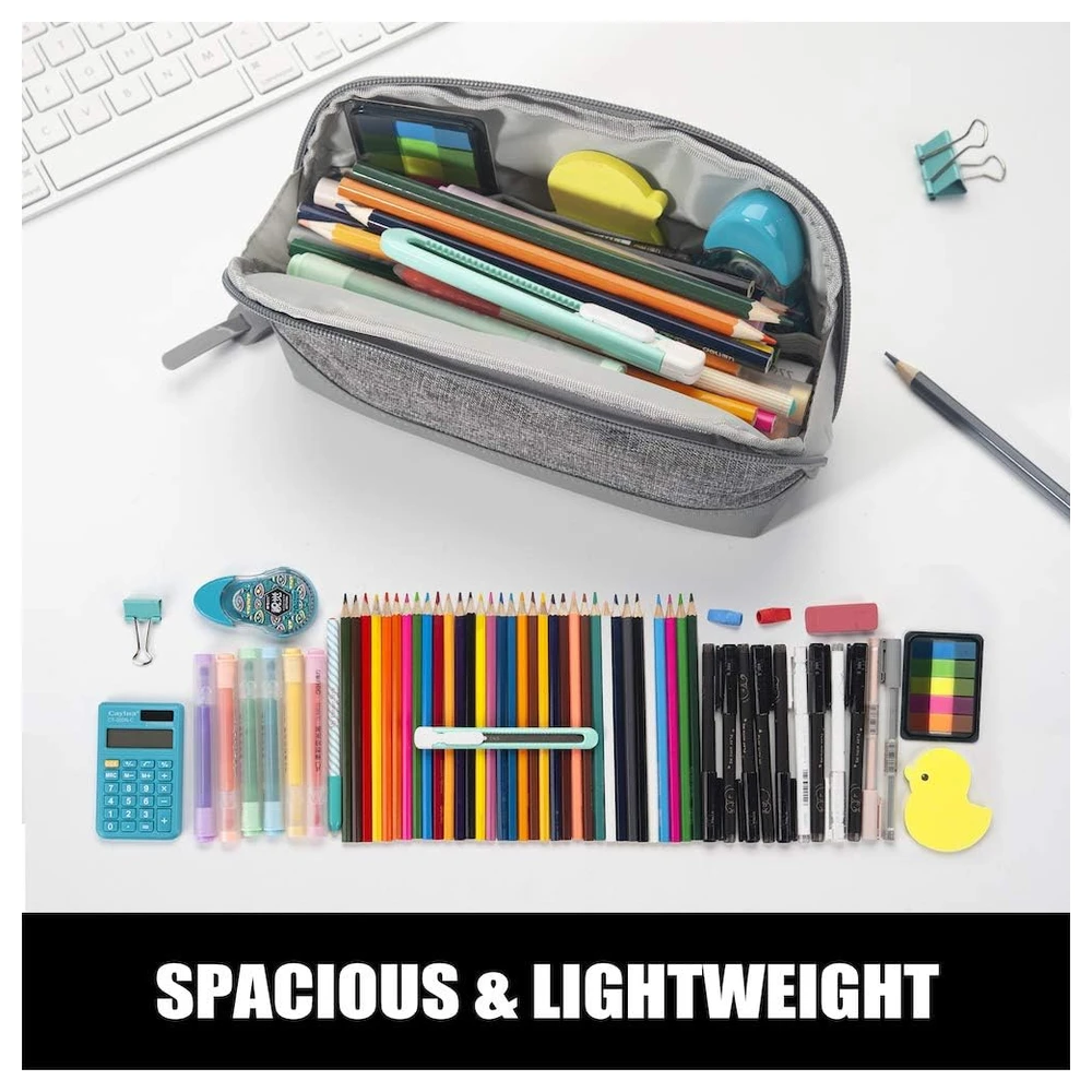 SOOEZ - ESTUCHE PARA LÁPICES DE APERTURA ANCHA - GRIS