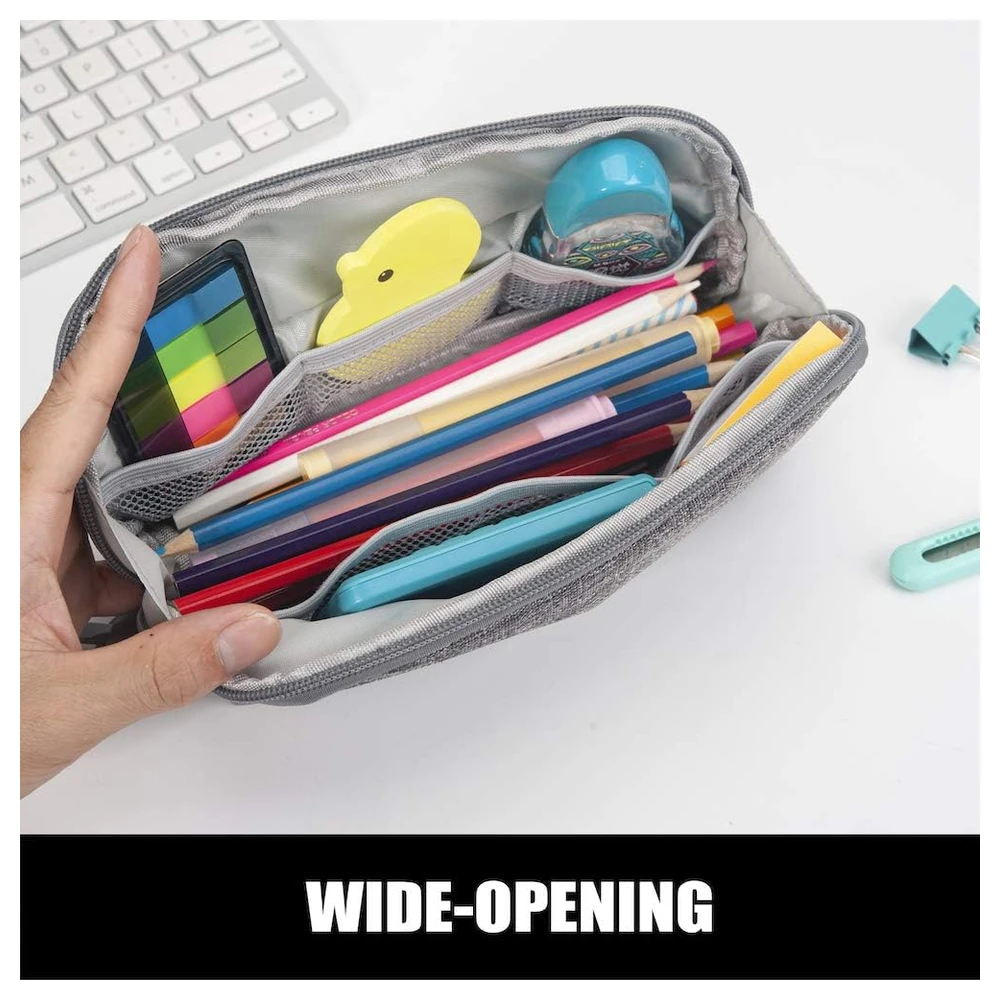 SOOEZ - ESTUCHE PARA LÁPICES DE APERTURA ANCHA - GRIS