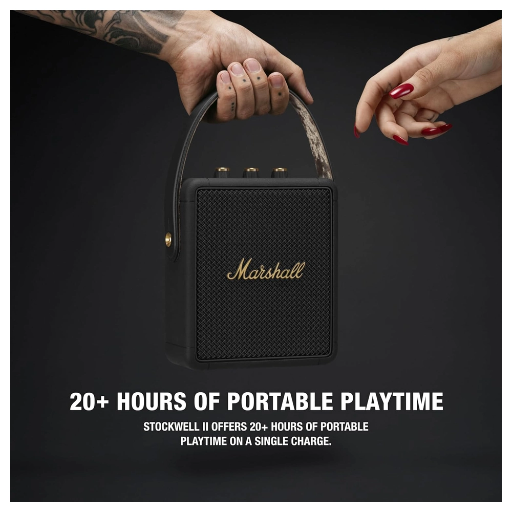 ALTAVOZ BLUETOOTH PORTÁTIL STOCKWELL II MARSHALL | NEGRO Y LATÓN