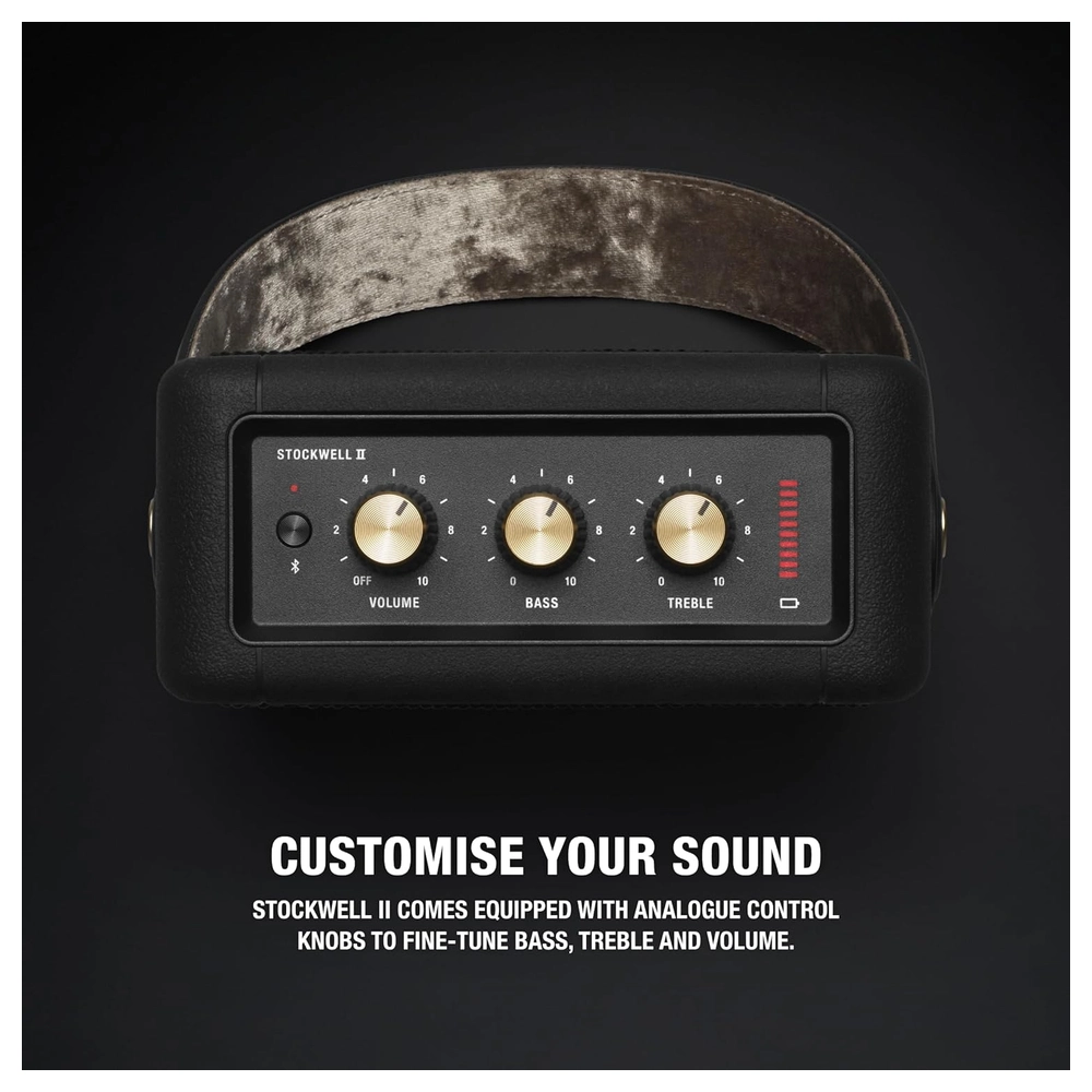ALTAVOZ BLUETOOTH PORTÁTIL STOCKWELL II MARSHALL | NEGRO Y LATÓN