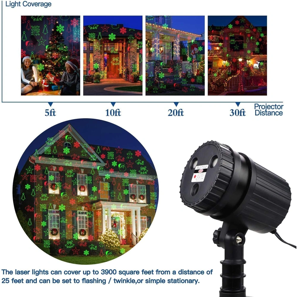 PROYECTO DE LUCES DE NAVIDAD AL AIRE LIBRE LED CONTROL REMOTO 8 PATRONES DE LUZ DECORATIVA