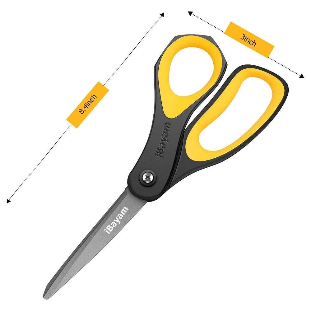 TIJERAS, IBAYAM - PAQUETE DE 3 TIJERAS ANTIADHERENTES MULTIUSOS PARA OFICINA, ESCUELA, HOGAR