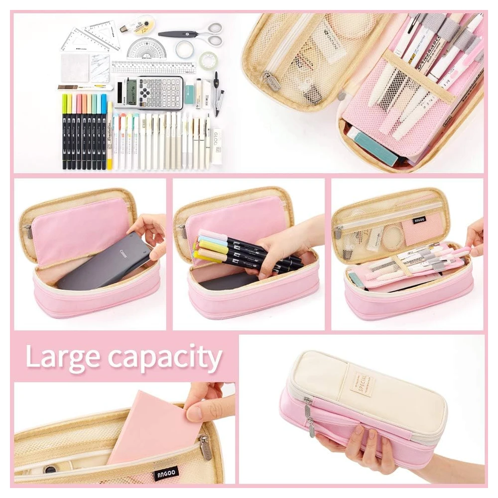 EASTHILL ESTUCHE PARA LÁPICES DE GRAN CAPACIDAD, OFICINA, UNIVERSIDAD, ESCUELA, BOLSA DE ALTA CAPACIDAD – AZUL/ROSA