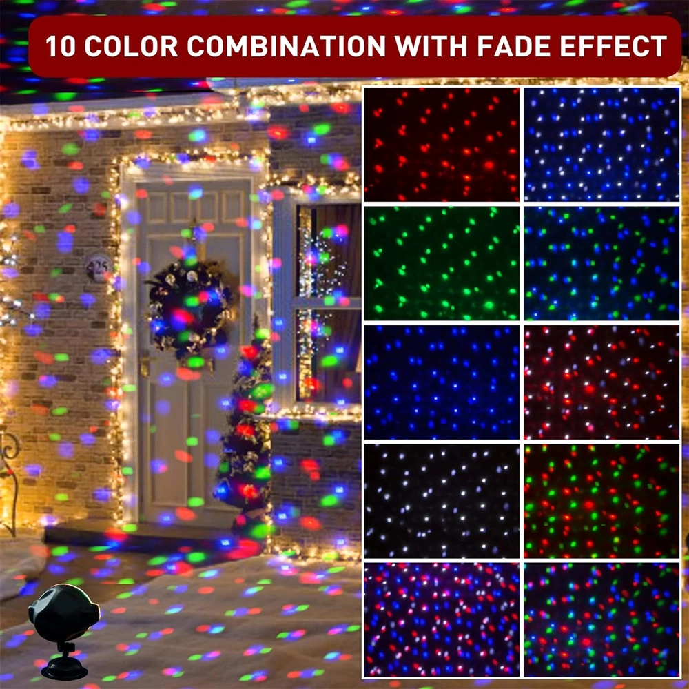PROYECTOR DE LUCES DE NAVIDAD FOCOS DE PROYECCIÓN RGBW CON CONTROLADOR MULTIFUNCIÓN