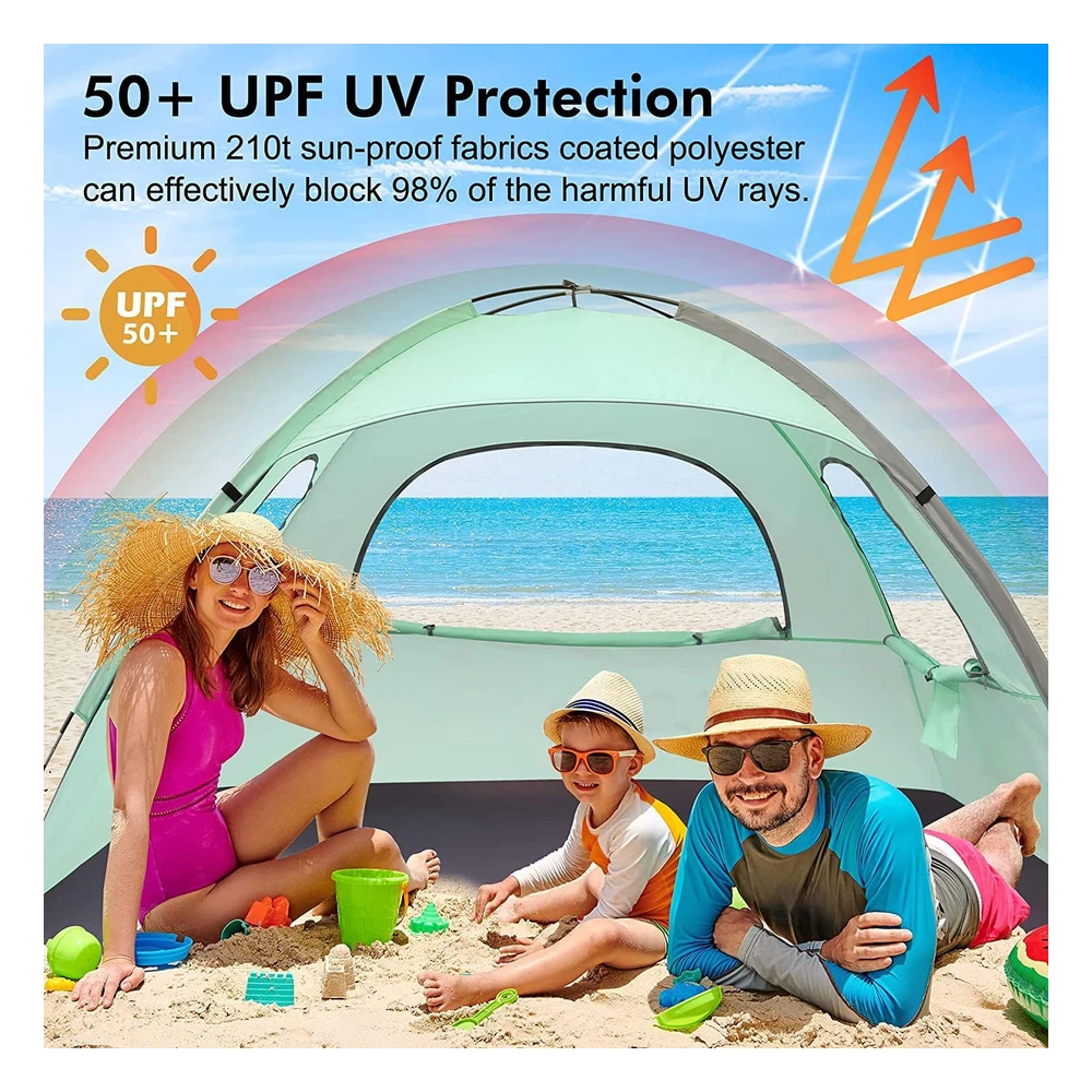 Whitefang - Tienda de Campaña Portátil con Protección Uv Para La Playa,Refugio Del Sol Para 3 Personas con Piso Extensible