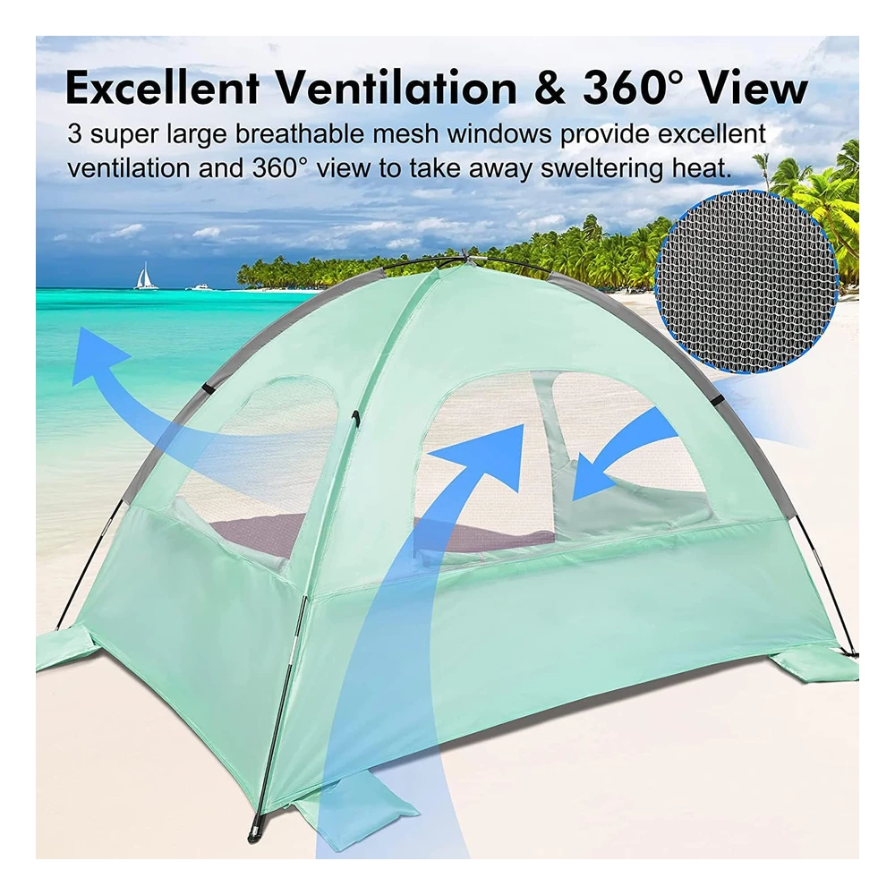 Whitefang - Tienda de Campaña Portátil con Protección Uv Para La Playa,Refugio Del Sol Para 3 Personas con Piso Extensible