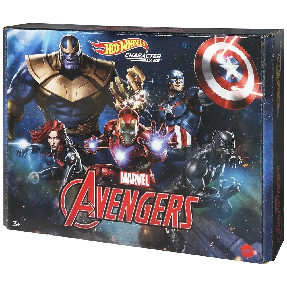 Hot Wheels Marvel 5Pack Capitán América Pantera Negra Viuda Negra Iron Man Y Thanos