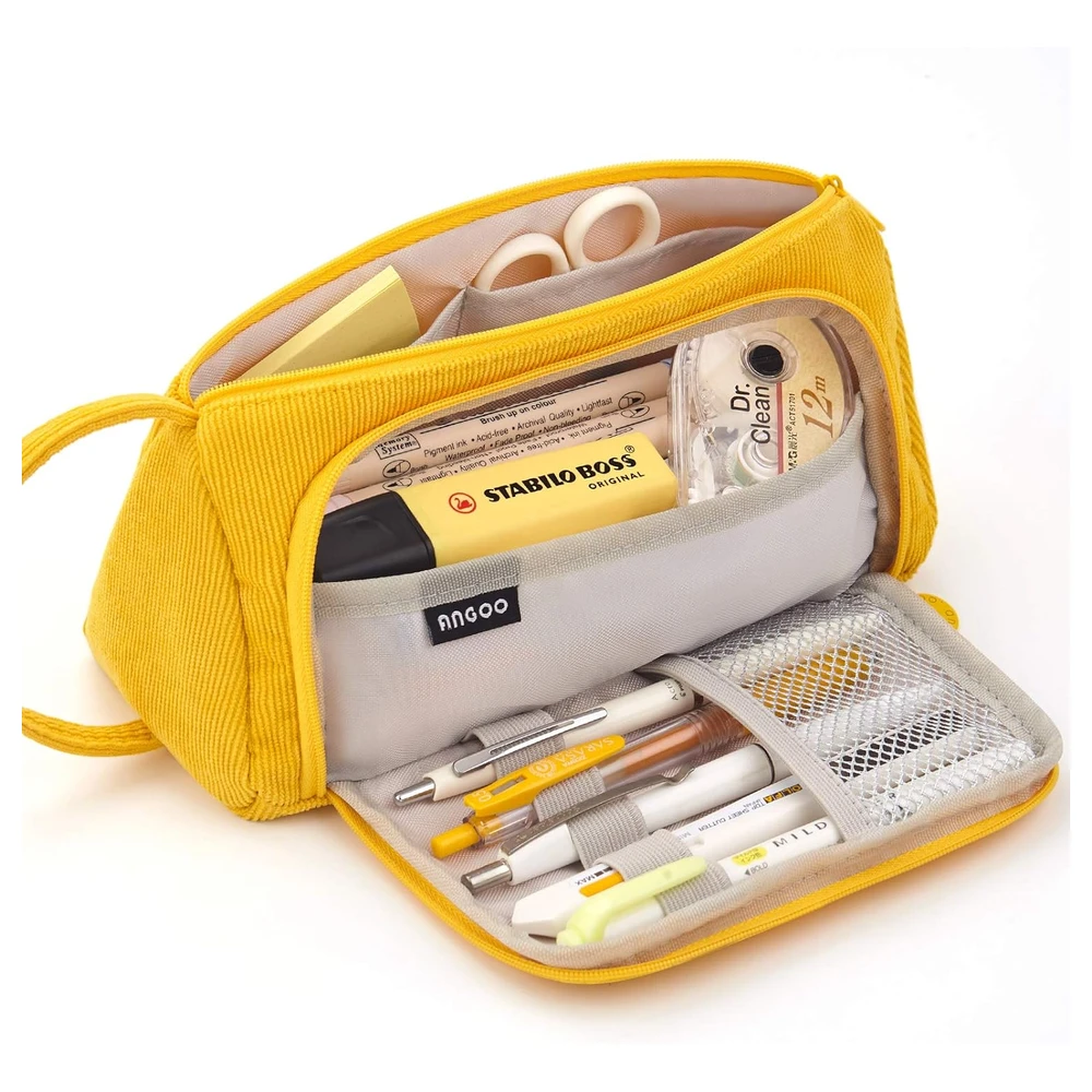 EASTHILL - ESTUCHE PARA LÁPICES DE GRAN CAPACIDAD ESCOLAR, OFICINA Y COLEGIAL PARA NIÑOS Y ADULTOS - AMARILLO