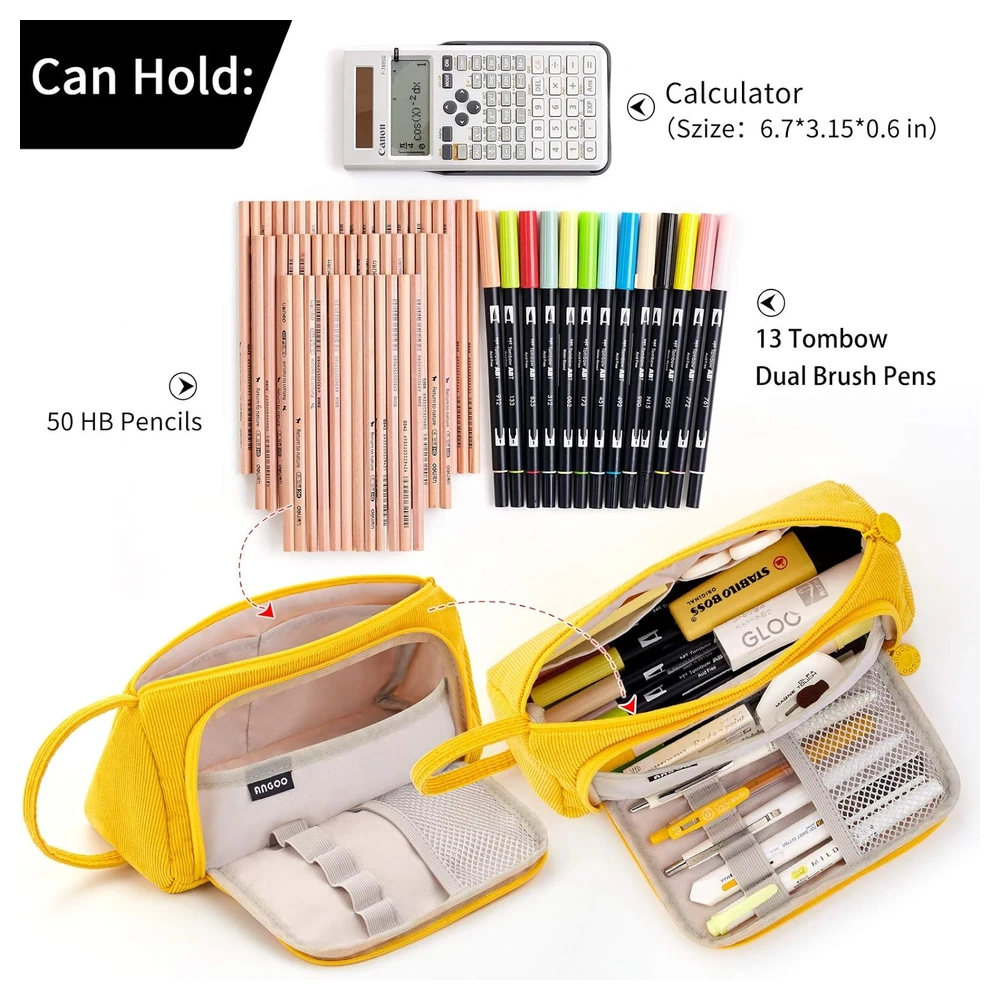 B08XQ9RZJ7_1.webp EASTHILL - ESTUCHE PARA LÁPICES DE GRAN CAPACIDAD ESCOLAR, OFICINA Y COLEGIAL PARA NIÑOS Y ADULTOS - AMARILLO