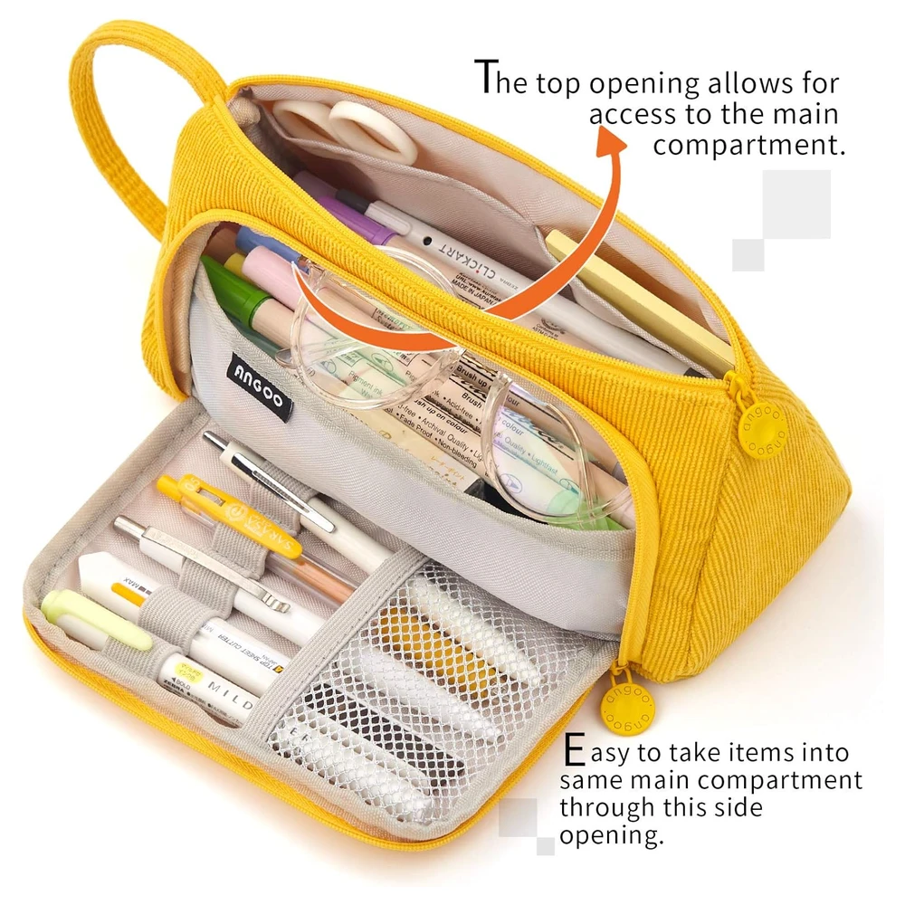 B08XQ9RZJ7_2.webp EASTHILL - ESTUCHE PARA LÁPICES DE GRAN CAPACIDAD ESCOLAR, OFICINA Y COLEGIAL PARA NIÑOS Y ADULTOS - AMARILLO