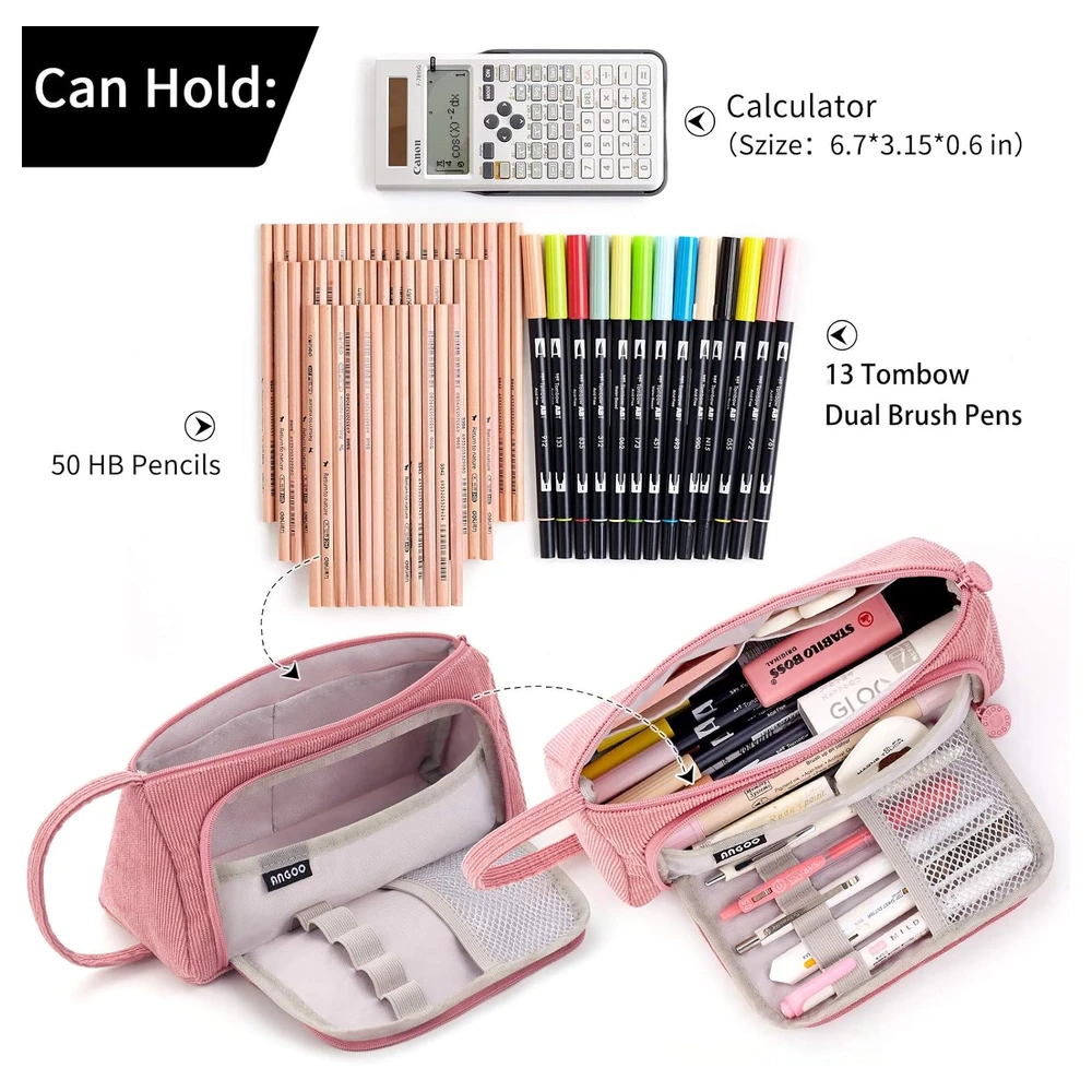 B08XQBPGC5_1.webp EASTHILL - ESTUCHE PARA LÁPICES DE GRAN CAPACIDAD ESCOLAR, OFICINA Y COLEGIAL PARA NIÑOS Y ADULTOS - ROSADO