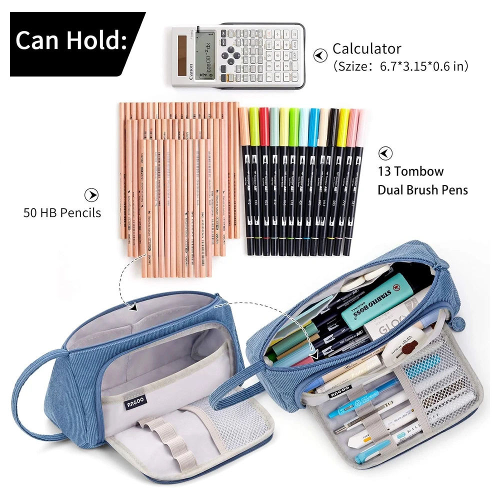B08XQBSDTH_1.webp EASTHILL - ESTUCHE PARA LÁPICES DE GRAN CAPACIDAD ESCOLAR, OFICINA Y COLEGIAL PARA NIÑOS Y ADULTOS - AZUL