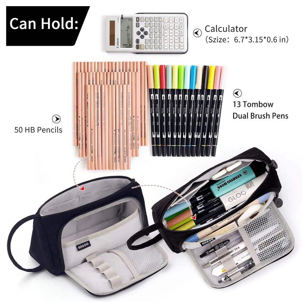 B08XQBZ17F_1.webp EASTHILL - ESTUCHE PARA LÁPICES DE GRAN CAPACIDAD ESCOLAR, OFICINA Y COLEGIAL PARA NIÑOS Y ADULTOS - NEGRO