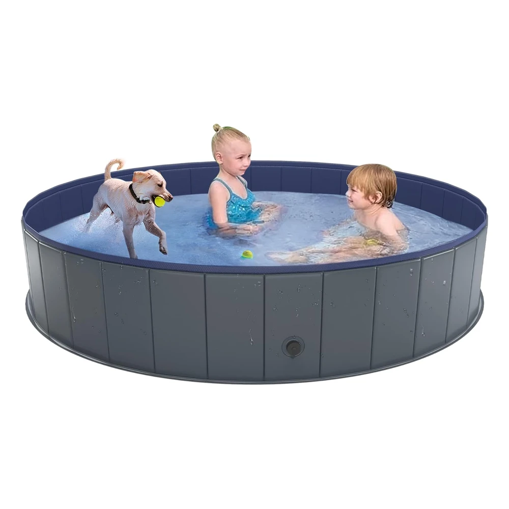 B09155GQLC.webp Niubya - Piscina Canina Plegable de Plástico Duro, Bañera Portátil Para Niños Perros Y Gatos, Para Vadeo de Mascotas, 63 x 12"