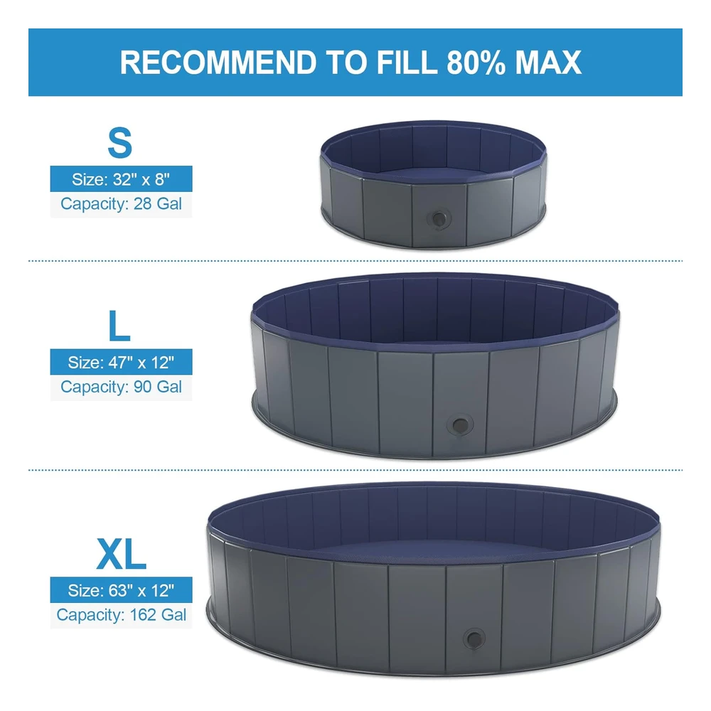 B09155GQLC_2.webp Niubya - Piscina Canina Plegable de Plástico Duro, Bañera Portátil Para Niños Perros Y Gatos, Para Vadeo de Mascotas, 63 x 12"