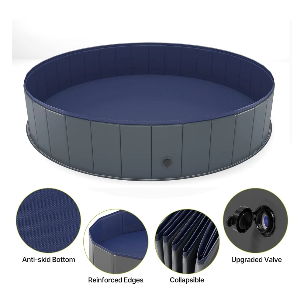 B09155GQLC_3.webp Niubya - Piscina Canina Plegable de Plástico Duro, Bañera Portátil Para Niños Perros Y Gatos, Para Vadeo de Mascotas, 63 x 12"