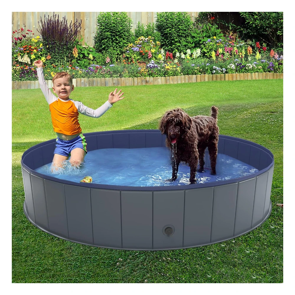 B09155GQLC_4.webp Niubya - Piscina Canina Plegable de Plástico Duro, Bañera Portátil Para Niños Perros Y Gatos, Para Vadeo de Mascotas, 63 x 12"