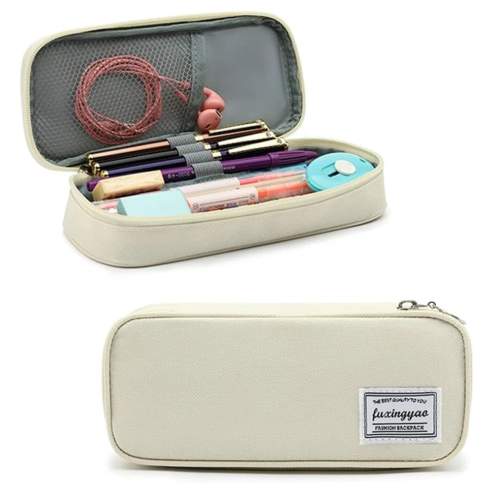 B091K7MP7C_0.webp ESTUCHE PARA LÁPICES CON VARIAS RANURAS, CARTUCHERA PARA NIÑOS Y ADULTOS, PARA OFICINA Y ESCUELA – BLANCO