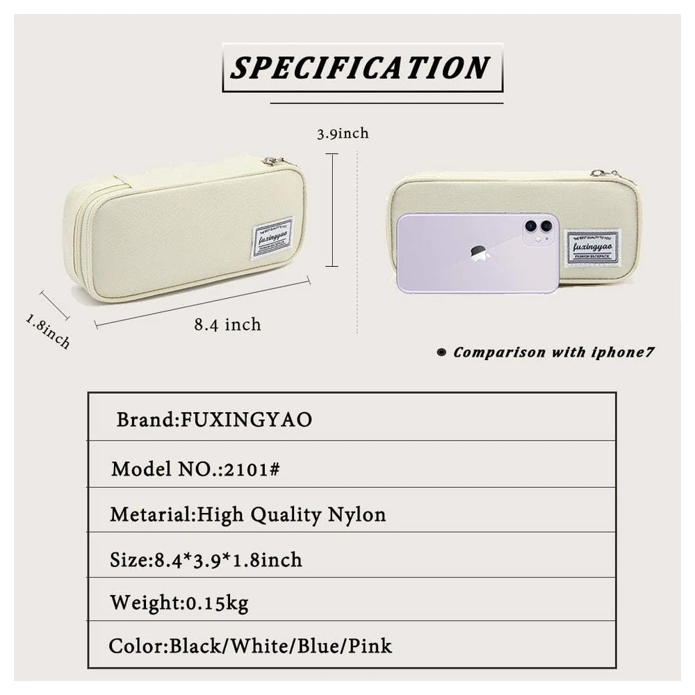 B091K7MP7C_1.webp ESTUCHE PARA LÁPICES CON VARIAS RANURAS, CARTUCHERA PARA NIÑOS Y ADULTOS, PARA OFICINA Y ESCUELA – BLANCO