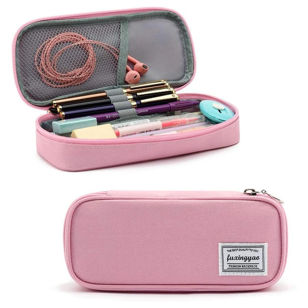 ESTUCHE PARA LÁPICES CON VARIAS RANURAS, CARTUCHERA PARA NIÑOS Y ADULTOS, PARA OFICINA Y ESCUELA – ROSADO