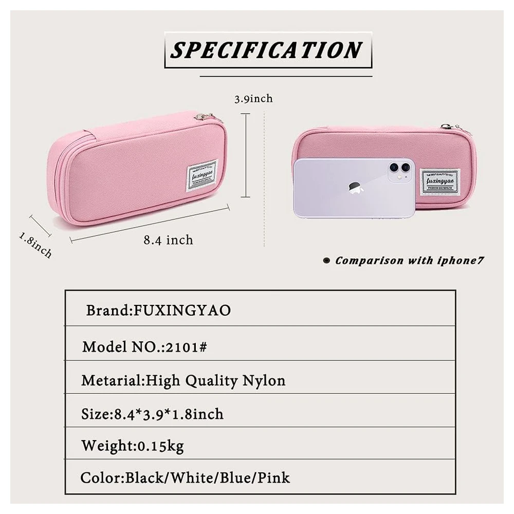 B091K9DFHN_2.webp ESTUCHE PARA LÁPICES CON VARIAS RANURAS, CARTUCHERA PARA NIÑOS Y ADULTOS, PARA OFICINA Y ESCUELA – ROSADO