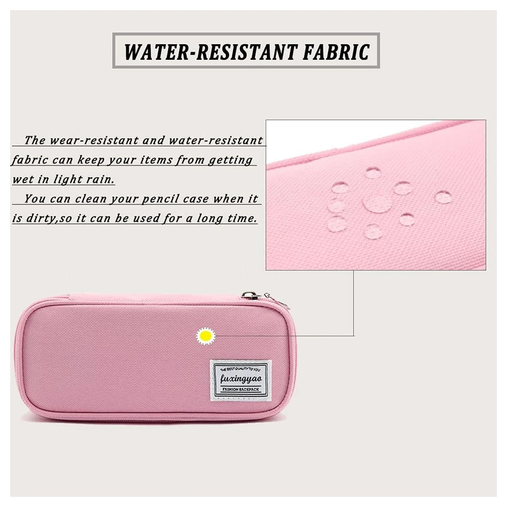 B091K9DFHN_4.webp ESTUCHE PARA LÁPICES CON VARIAS RANURAS, CARTUCHERA PARA NIÑOS Y ADULTOS, PARA OFICINA Y ESCUELA – ROSADO