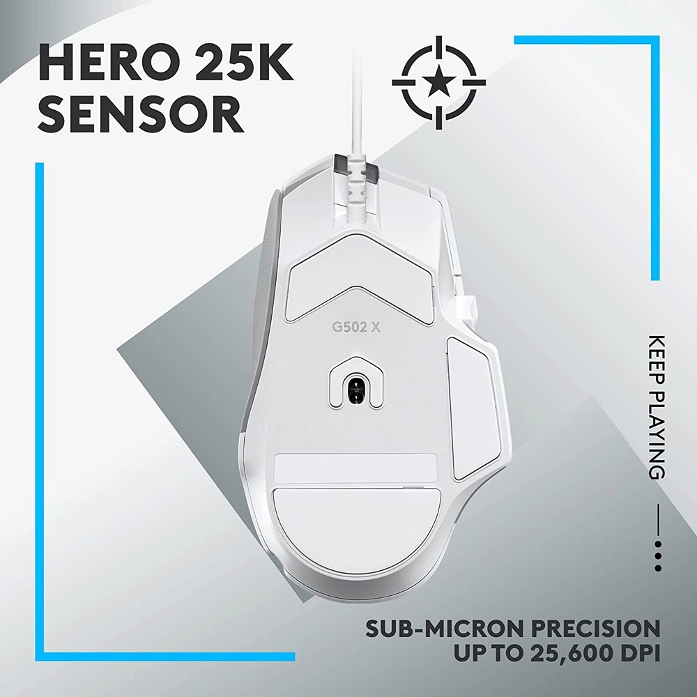 MOUSE PARA JUEGOS CON CABLE G502 X LOGITECH | BLANCO