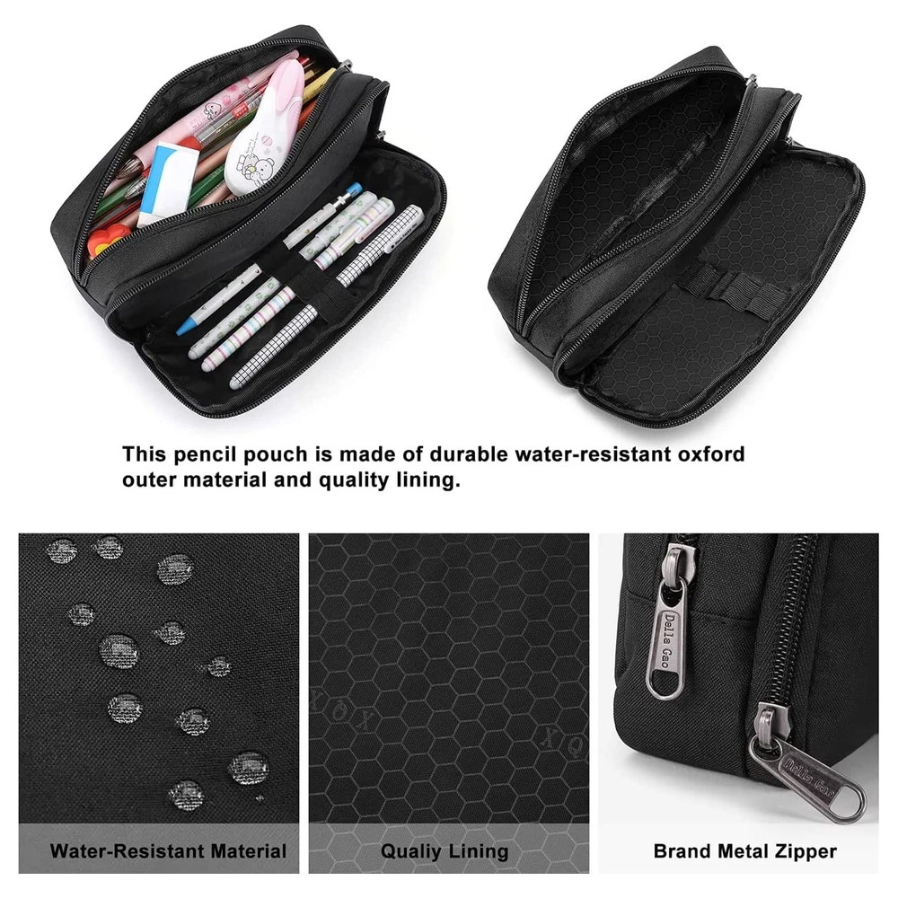 B09B4T8LPK_1.webp DELLA GAO - ESTUCHE PARA LÁPICES DE GRAN CAPACIDAD, ESTÉTICO, ORGANIZADOR MULTIFUNCIONAL, DURADERO, PARA ADULTOS - NEGRO