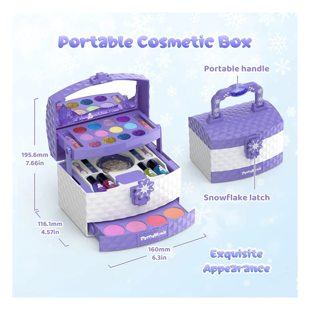 PERRYHOME KIT DE MAQUILLAJE INFANTIL 35 PIEZAS | COSMÉTICOS LAVABLES PARA NIÑAS