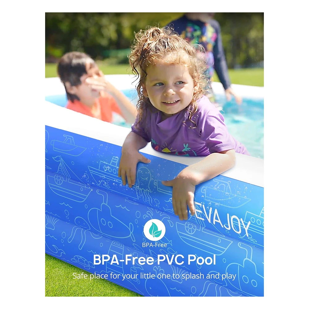 B09K4DYF47_4.webp Evajoy - Piscina Inflable de 118 x 72 x 20 ", Piscina Sobre El Suelo, Para Niños de Gran Tamaño, Piscinas Inflables Gruesas