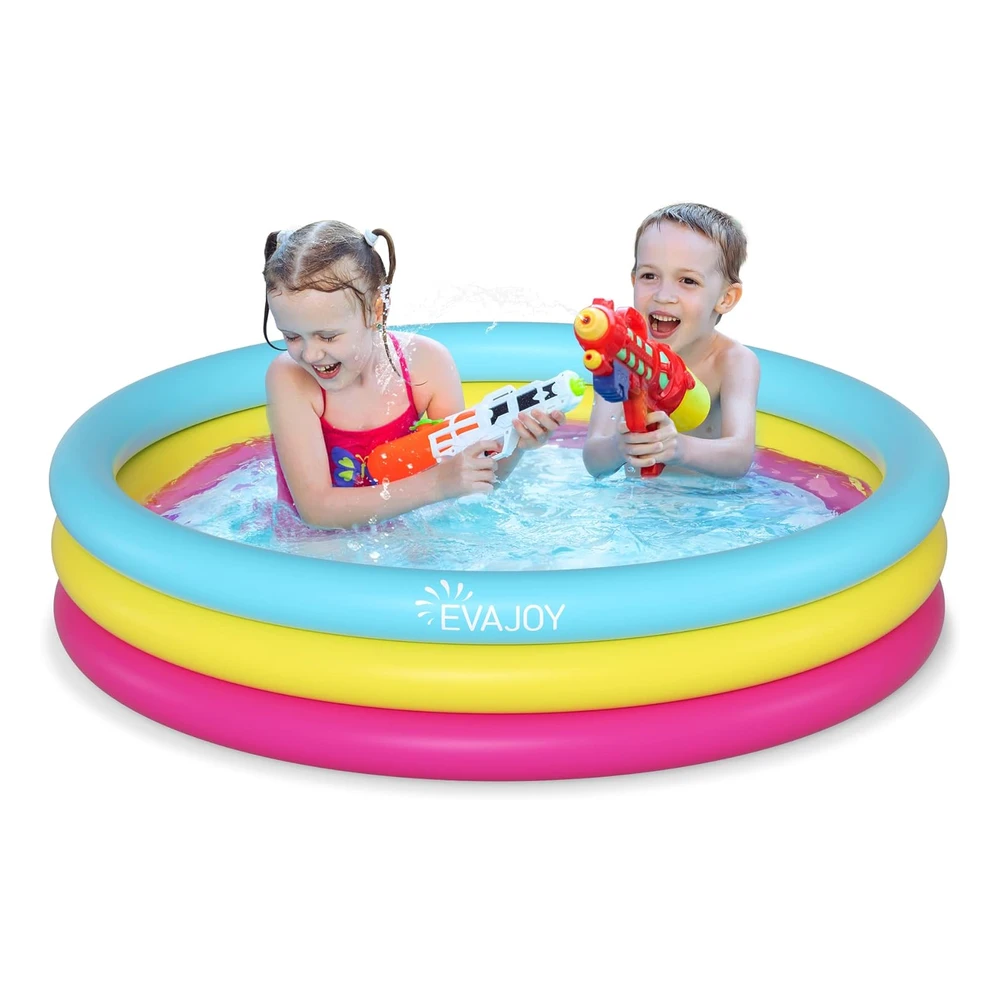 B09K4GP2VL.webp Evajoy - Piscina Inflable Para Niños, 58 x 13" Para Niños, Centro de Piscina de 3 Anillos Para Patio Trasero Y Jardín
