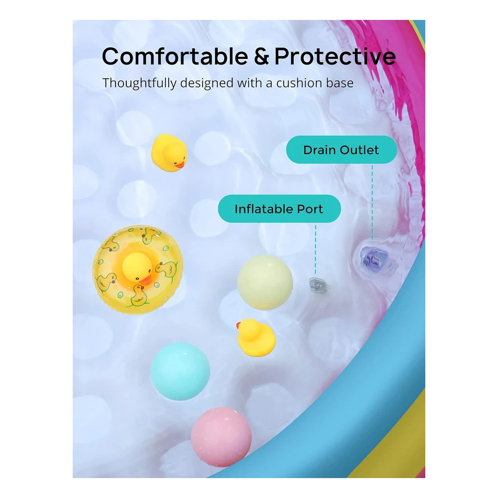 Evajoy - Piscina Inflable Para Niños, 58 x 13" Para Niños, Centro de Piscina de 3 Anillos Para Patio Trasero Y Jardín