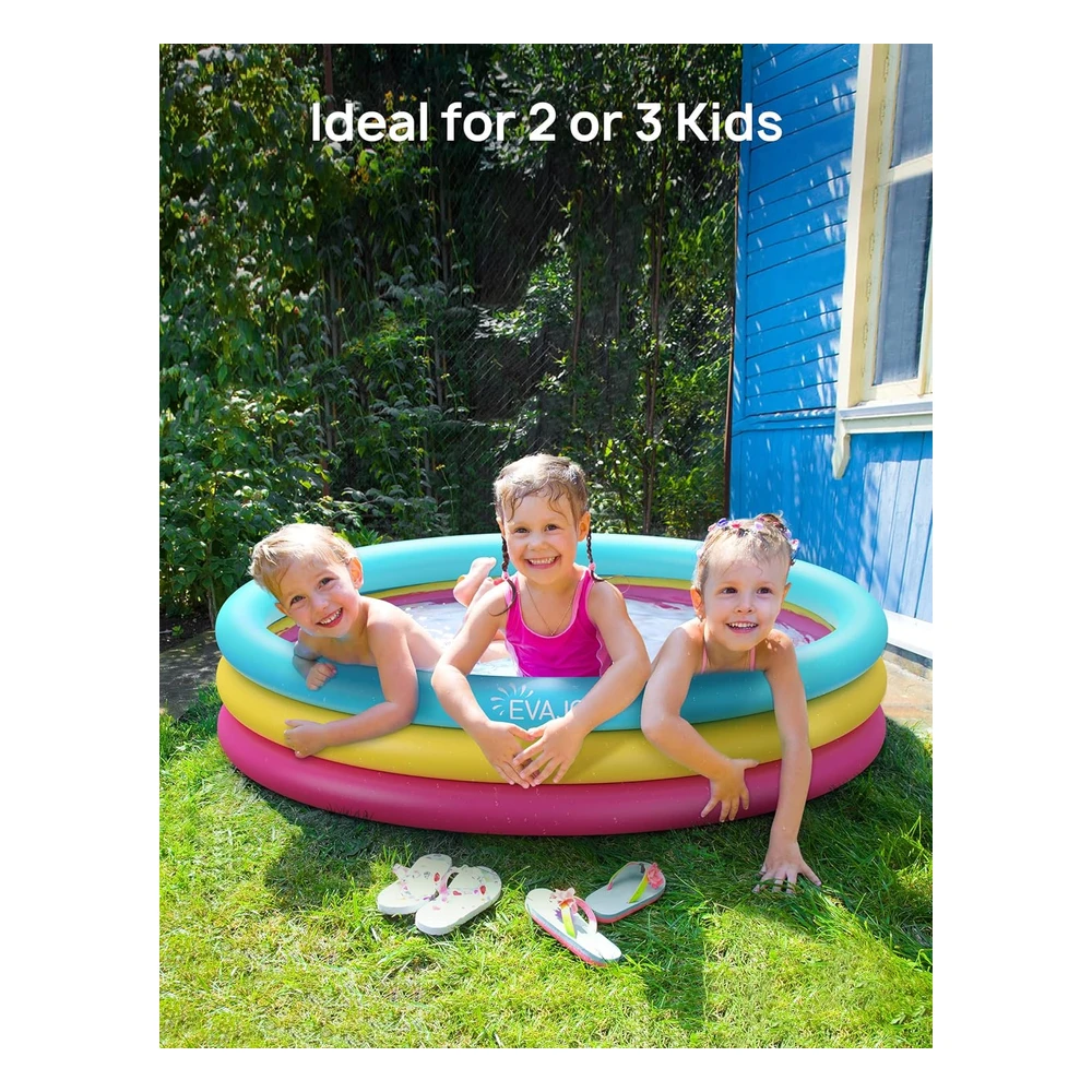 Evajoy - Piscina Inflable Para Niños, 58 x 13" Para Niños, Centro de Piscina de 3 Anillos Para Patio Trasero Y Jardín