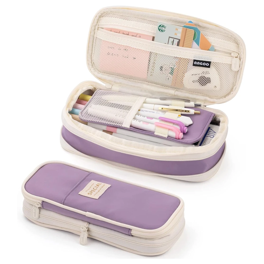 EASTHILL ESTUCHE PARA LÁPICES DE CAPACIDAD,BOLSA GRANDE PARA LÁPICES DE PAPELERÍA Y BOLÍGRAFOS PARA NIÑAS ADOLESCENTES-MORADO