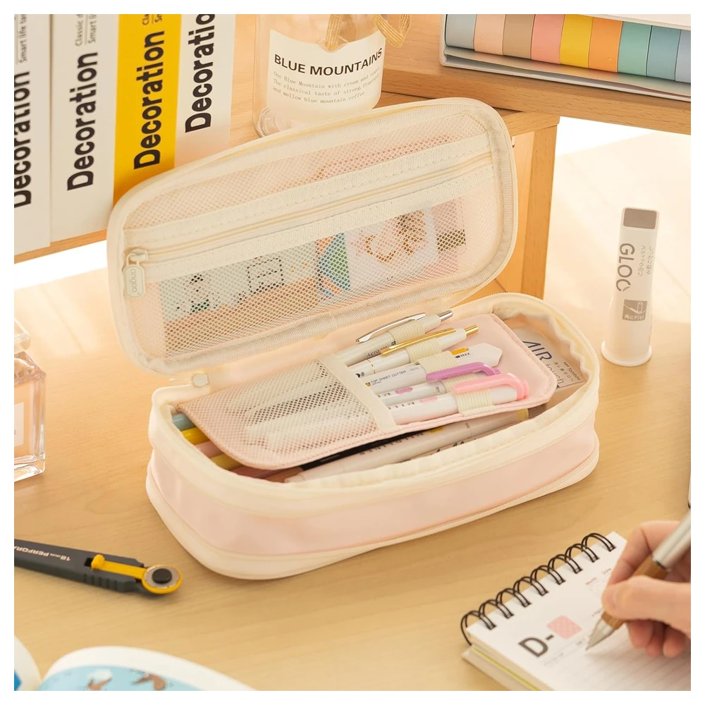 B09QM21DMF_1.webp EASTHILL ESTUCHE PARA LÁPICES DE GRAN CAPACIDAD,BOLSA GRANDE PARA LÁPICES DE PAPELERÍA Y BOLÍGRAFOS PARA NIÑAS ADOLESCENTES-BEIGE