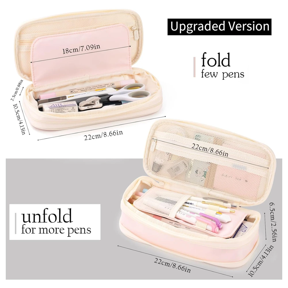 B09QM21DMF_2.webp EASTHILL ESTUCHE PARA LÁPICES DE GRAN CAPACIDAD,BOLSA GRANDE PARA LÁPICES DE PAPELERÍA Y BOLÍGRAFOS PARA NIÑAS ADOLESCENTES-BEIGE