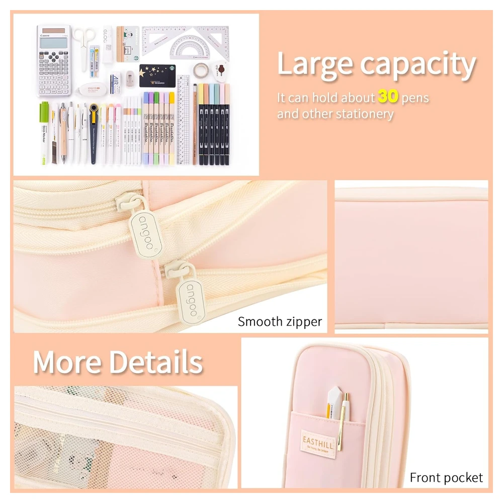B09QM21DMF_4.webp EASTHILL ESTUCHE PARA LÁPICES DE GRAN CAPACIDAD,BOLSA GRANDE PARA LÁPICES DE PAPELERÍA Y BOLÍGRAFOS PARA NIÑAS ADOLESCENTES-BEIGE