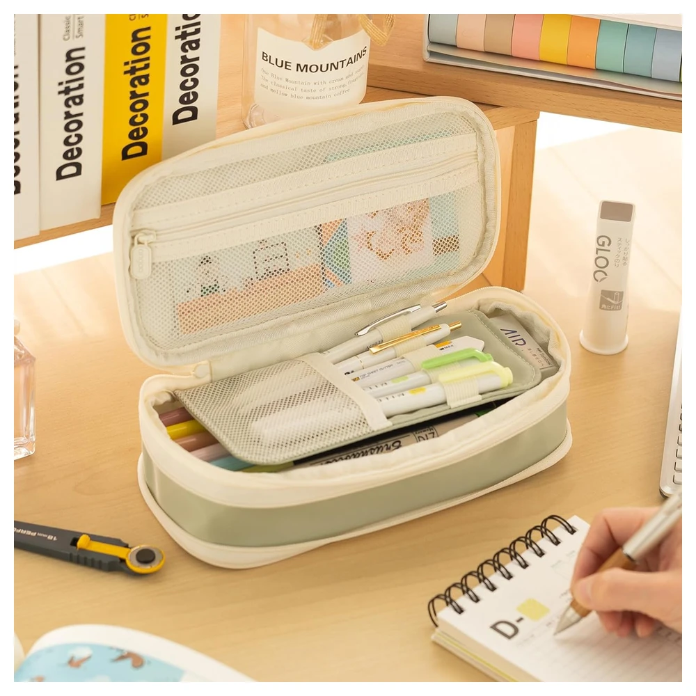 B09QM2DRBV_1.webp EASTHILL ESTUCHE PARA LÁPICES DE GRAN CAPACIDAD,BOLSA GRANDE PARA LÁPICES DE PAPELERÍA Y BOLÍGRAFOS PARA NIÑAS ADOLESCENTES-BEIGE