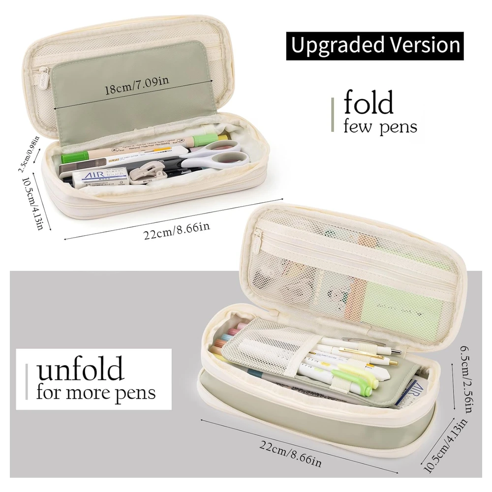 B09QM2DRBV_2.webp EASTHILL ESTUCHE PARA LÁPICES DE GRAN CAPACIDAD,BOLSA GRANDE PARA LÁPICES DE PAPELERÍA Y BOLÍGRAFOS PARA NIÑAS ADOLESCENTES-BEIGE
