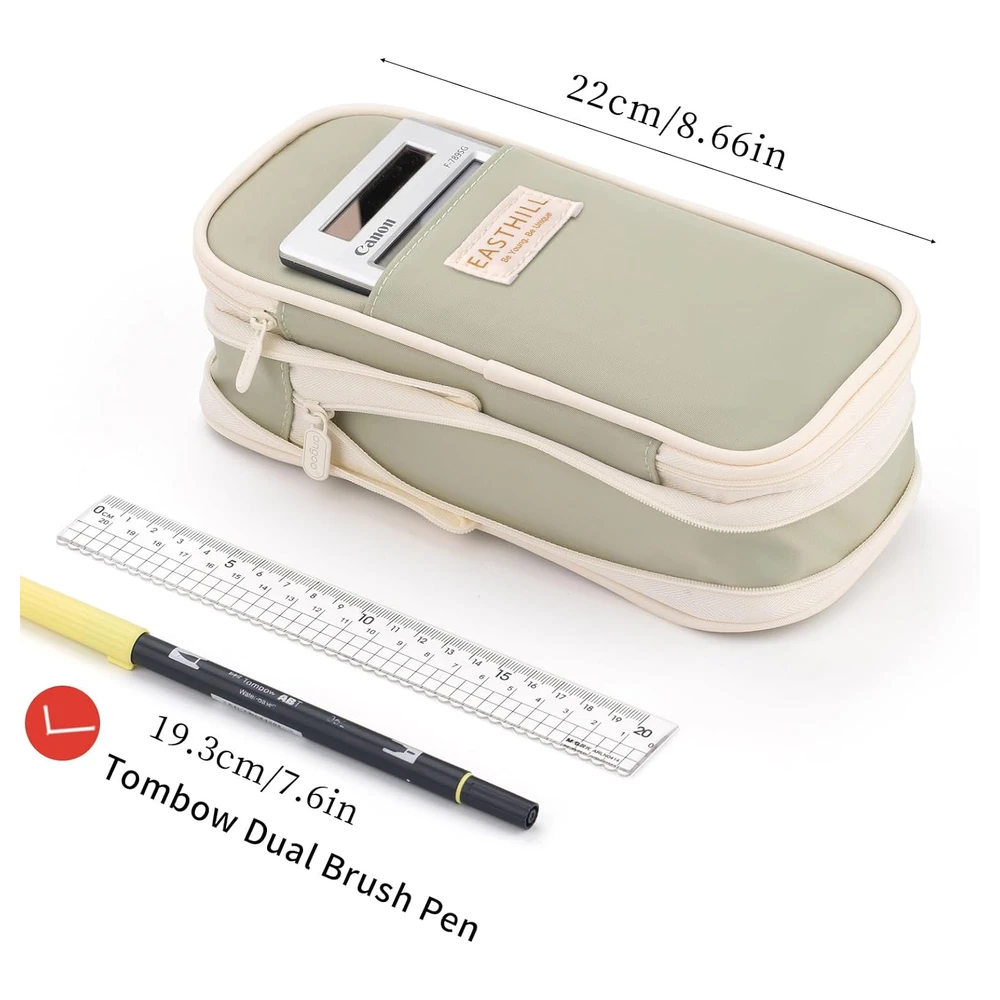 B09QM2DRBV_3.webp EASTHILL ESTUCHE PARA LÁPICES DE GRAN CAPACIDAD,BOLSA GRANDE PARA LÁPICES DE PAPELERÍA Y BOLÍGRAFOS PARA NIÑAS ADOLESCENTES-BEIGE