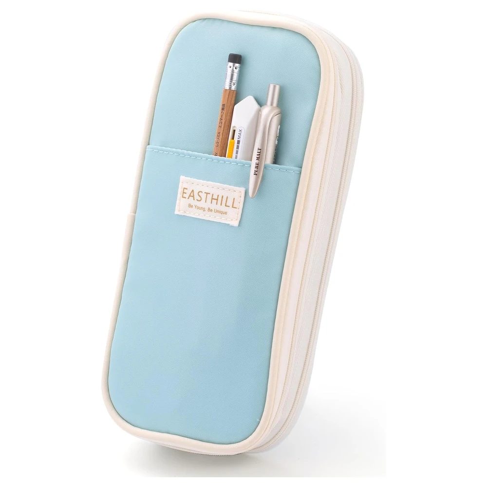 EASTHILL ESTUCHE PARA LÁPICES GRAN CAPACIDAD,BOLSA GRANDE PARA LÁPICES DE PAPELERÍA Y BOLÍGRAFOS PARA NIÑAS ADOLESCENTES-CELESTE