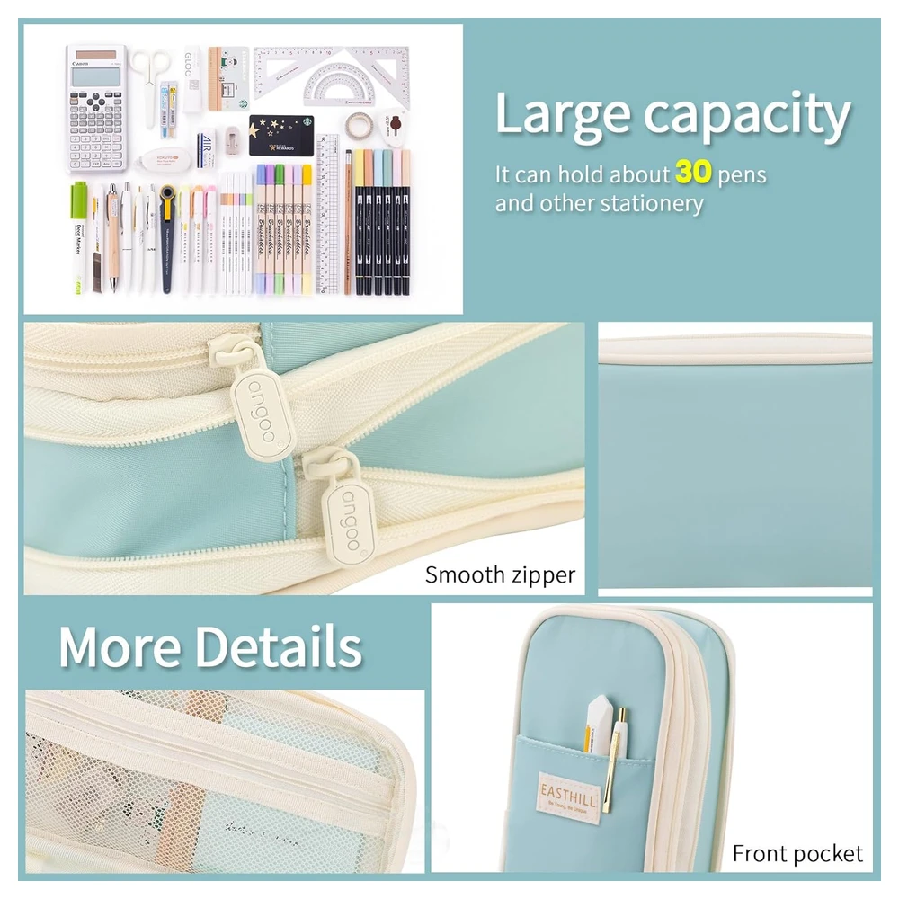 B09QM2JPHT_3.webp EASTHILL ESTUCHE PARA LÁPICES GRAN CAPACIDAD,BOLSA GRANDE PARA LÁPICES DE PAPELERÍA Y BOLÍGRAFOS PARA NIÑAS ADOLESCENTES-CELESTE